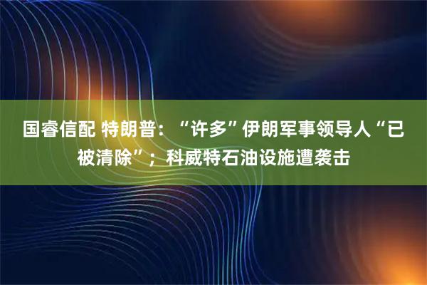 国睿信配 特朗普:“许多”伊朗军事领导人“已被清除”;科威特石油设施遭袭击