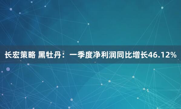 长宏策略 黑牡丹：一季度净利润同比增长46.12%