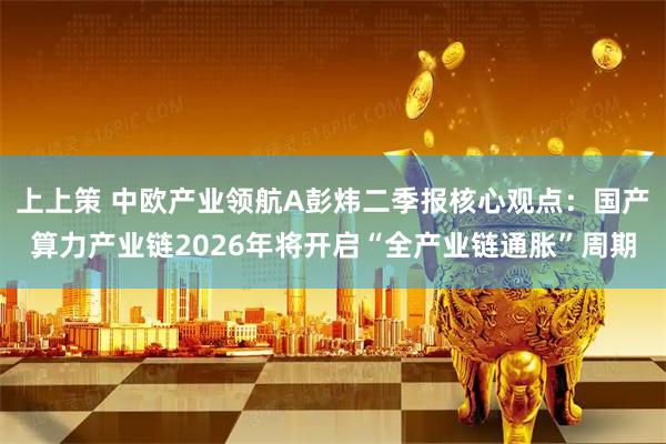 上上策 中欧产业领航A彭炜二季报核心观点：国产算力产业链2026年将开启“全产业链通胀”周期