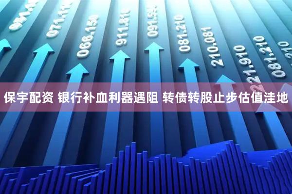 保宇配资 银行补血利器遇阻 转债转股止步估值洼地